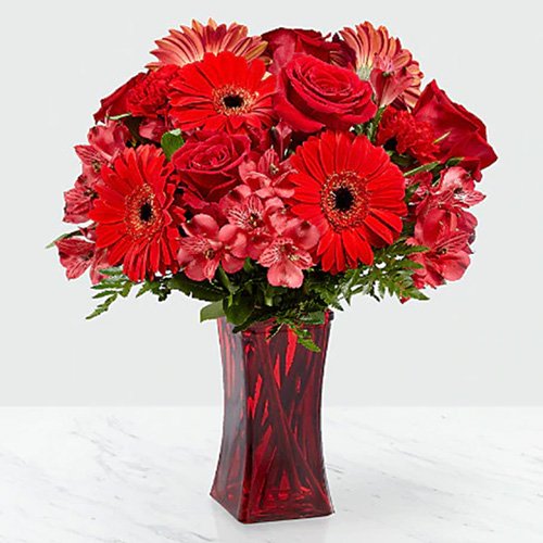 All Red Assorted Vase Arrangement with Greens Ottawa Flowers Inc.