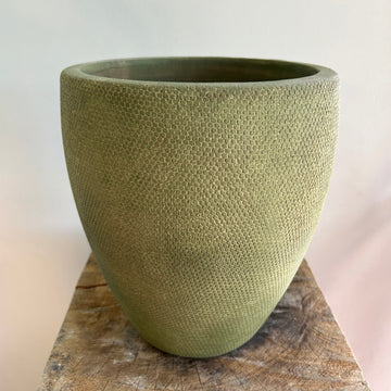 Small Textured Green Ceramic Pot 8in