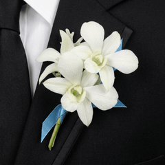 Blue and White Orchid Boutonniere