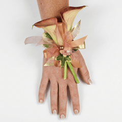 Dusty Peach Calla Lily Wrist Corsage