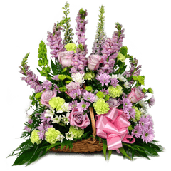 Lavender Funeral Basket Arrangement
