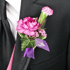 Purple and Pink Carnation Boutonniere