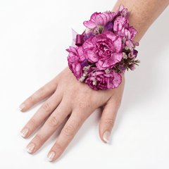 Purple and Pink Carnation Wrist Corsage