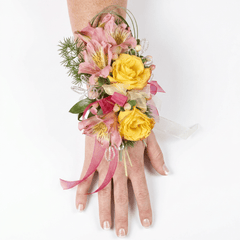Yellow and Pink Wrist Corsage