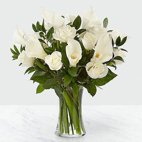 White Roses & White Calla Lilies in a Vase Ottawa Flowers Inc.