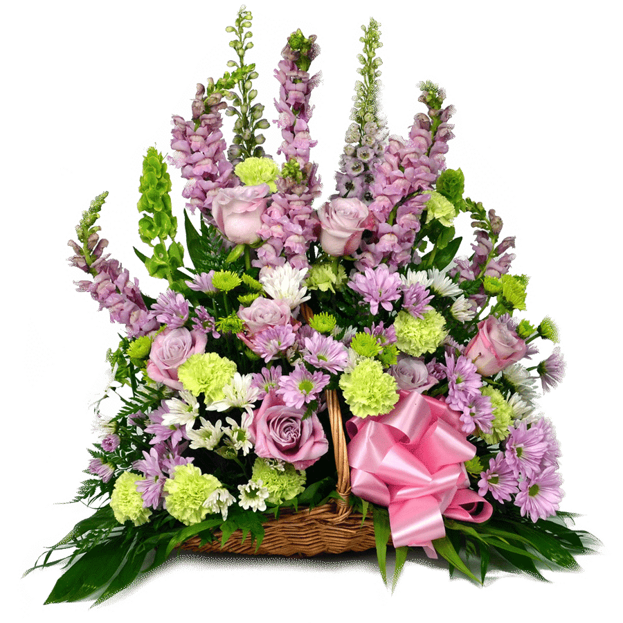 Lavender Funeral Basket Arrangement