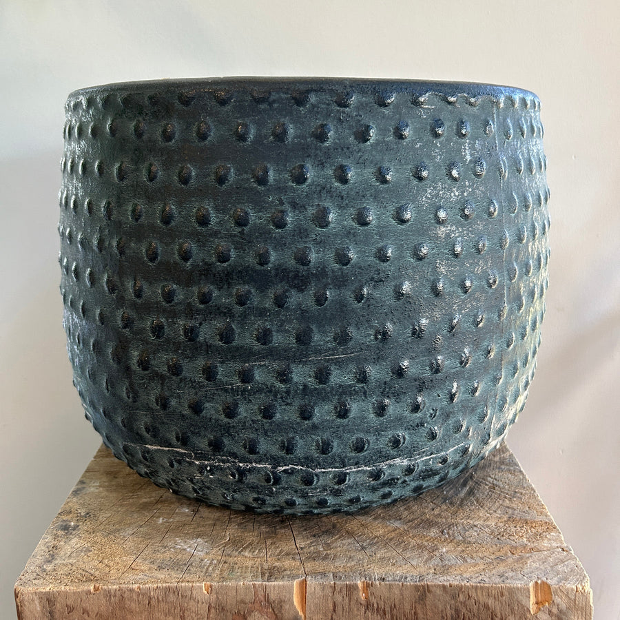 Large Black Dots Ceramic Pot 10.5in