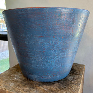 Large Blue Tapered Ceramic Pot 11in