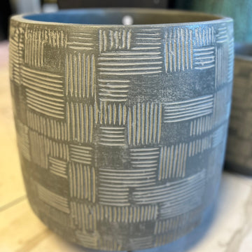 Large Grey Checks Ceramic Pot 15in