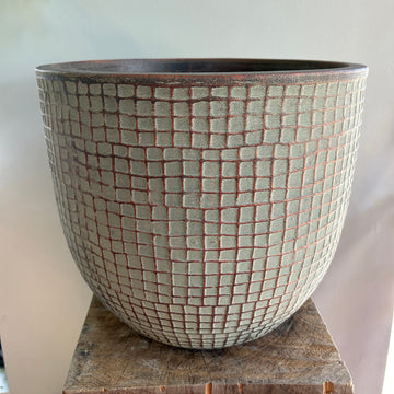 Large Grey Squares Ceramic Pot 13in