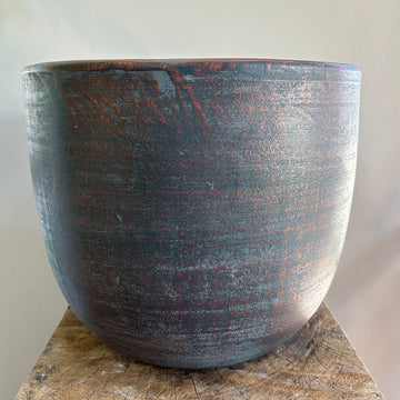 Large Round Grey Ceramic Pot 10.5in