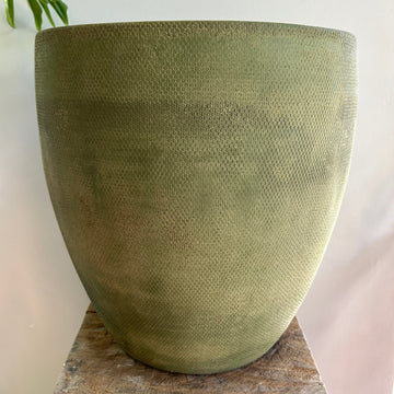 Large Textured Green Ceramic Pot 12in