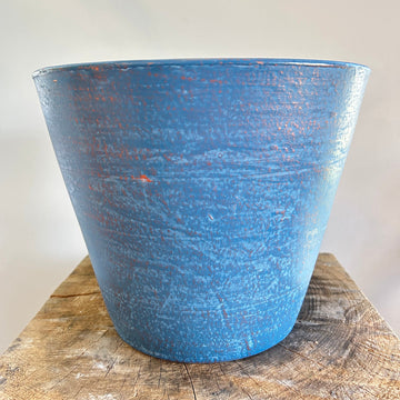 Medium Blue Tapered Ceramic Pot 8.5in