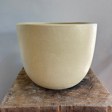 Medium Round Beige Ceramic Pot 8.5in