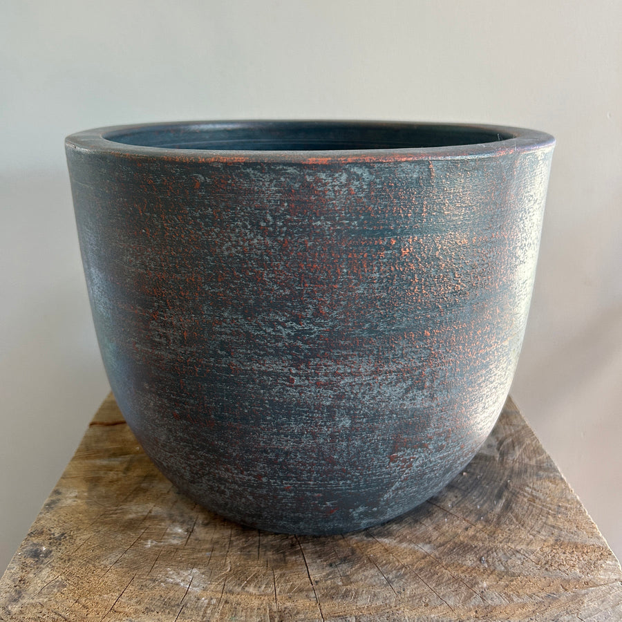 Medium Round Grey Ceramic Pot 8.5in