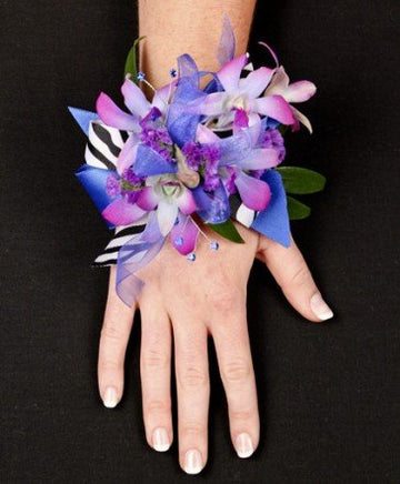 Blue and Pink Ceasar Wrist Corsage