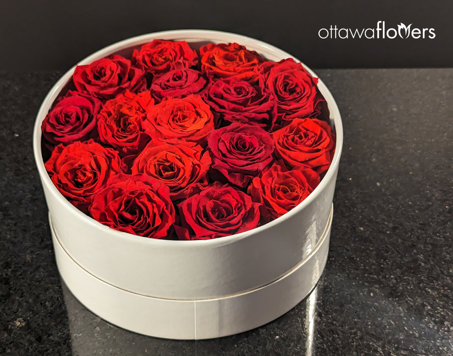 Large Red Eternal Roses in a Luxury Box