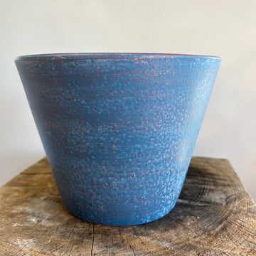 Small Blue Tapered Ceramic Pot 7in