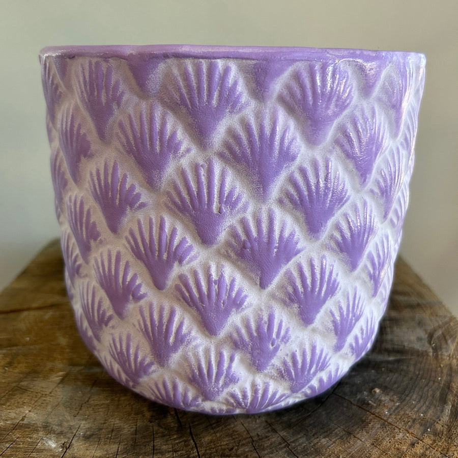 Small Purple Shell Ceramic Pot 6in